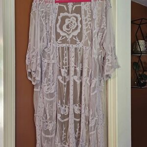 Sheer Lace Kimono Cardigan